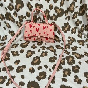Pink Heart Print Mini Bag